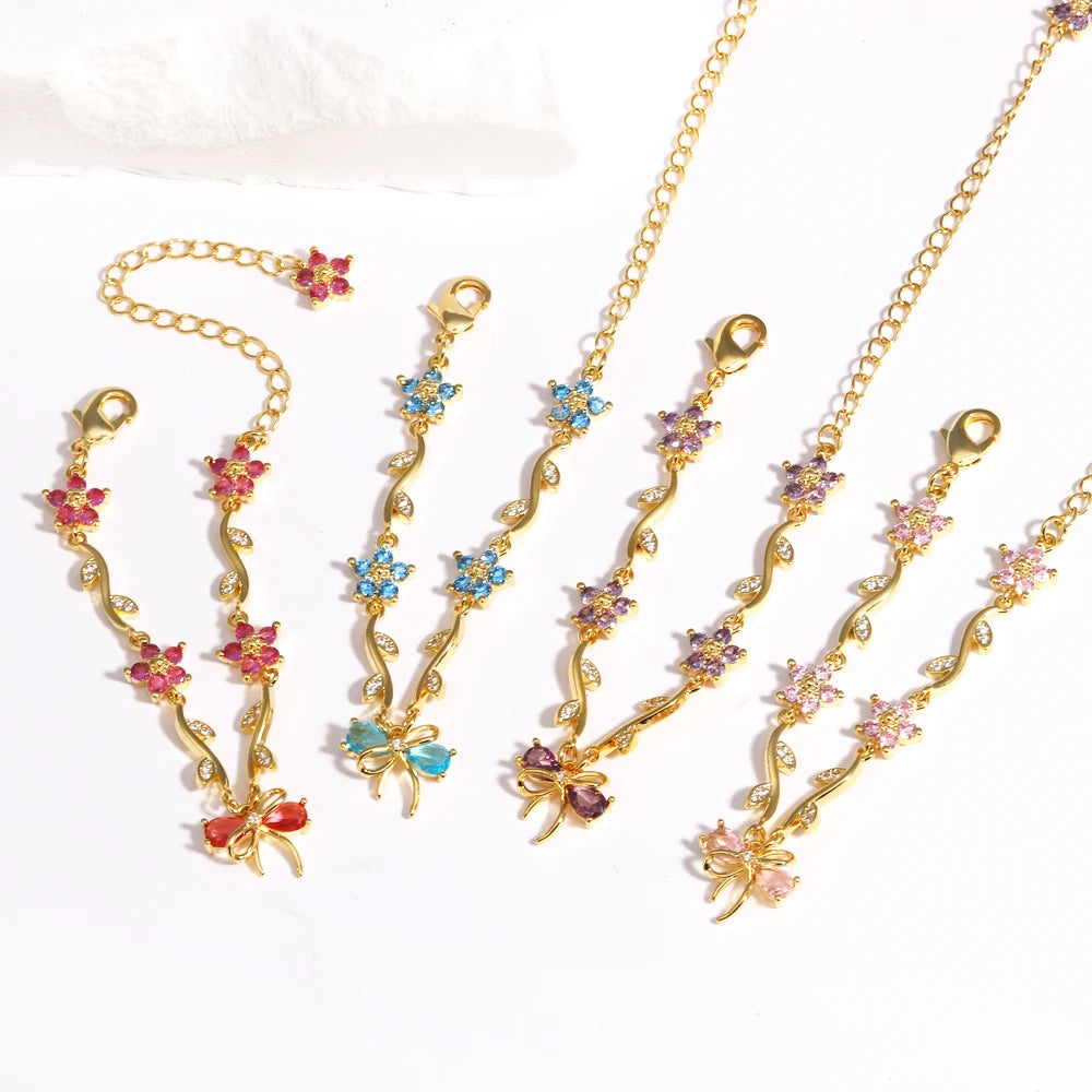 Leaf Flower Chain Bracelet