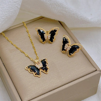 Butterfly Necklace & Earrings Set