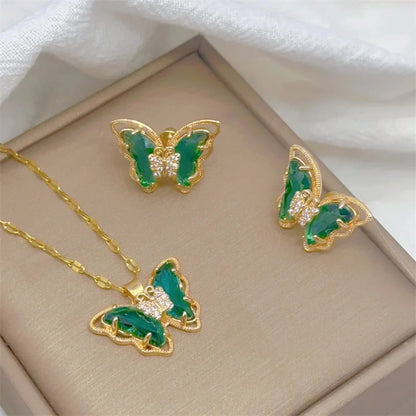 Butterfly Necklace & Earrings Set