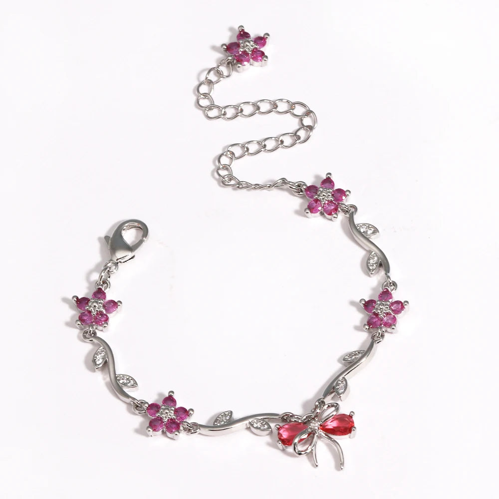 Leaf Flower Chain Bracelet