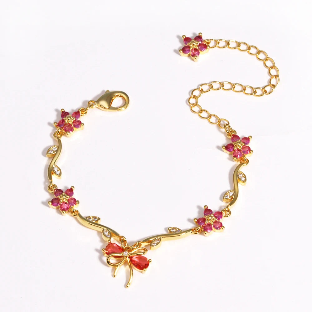 Leaf Flower Chain Bracelet