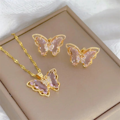 Butterfly Necklace & Earrings Set