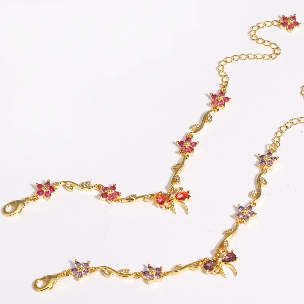 Leaf Flower Chain Bracelet