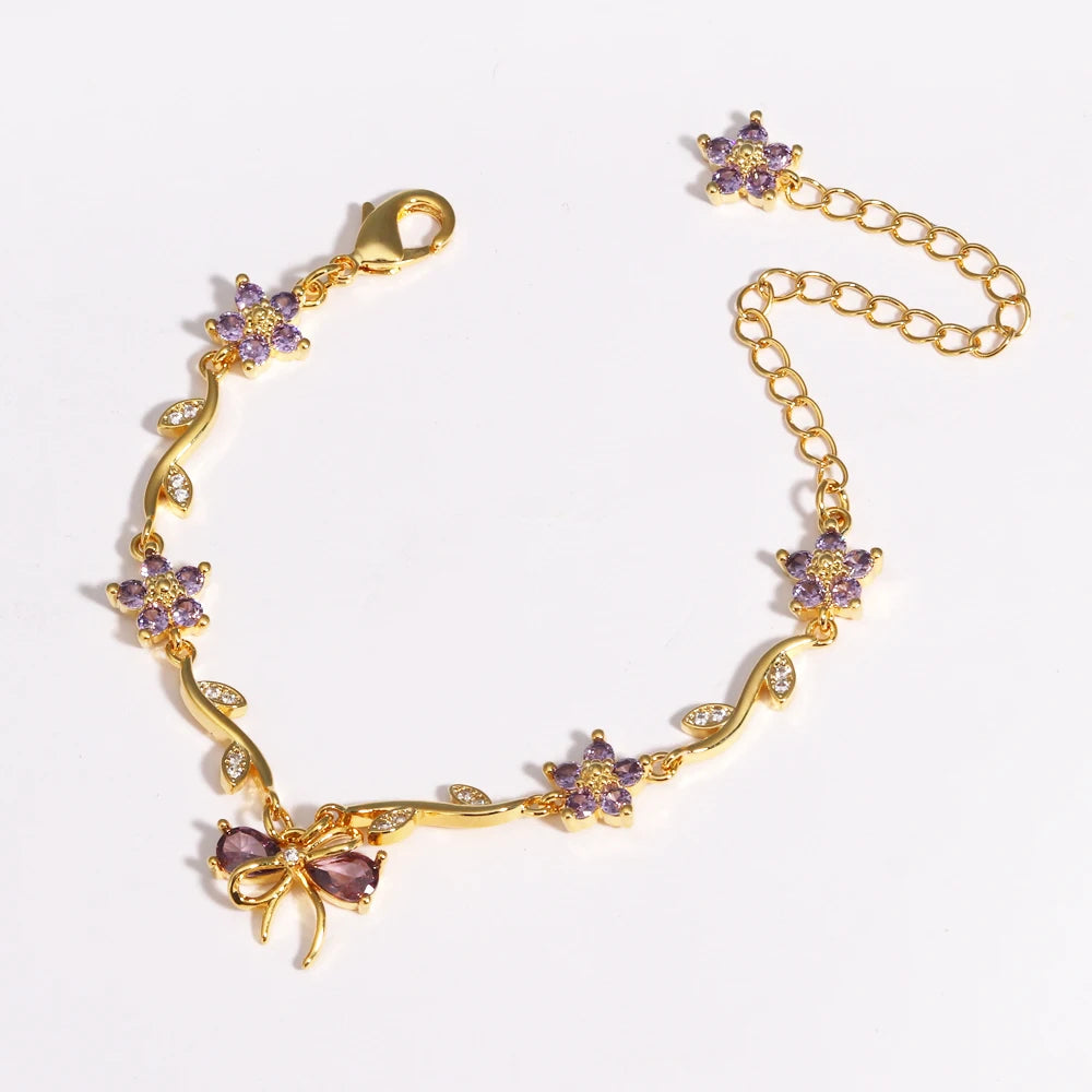 Leaf Flower Chain Bracelet