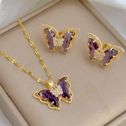 Butterfly Necklace & Earrings Set