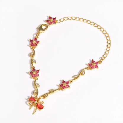 Leaf Flower Chain Bracelet