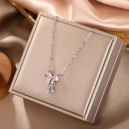 Sweet Pink Bow Necklace
